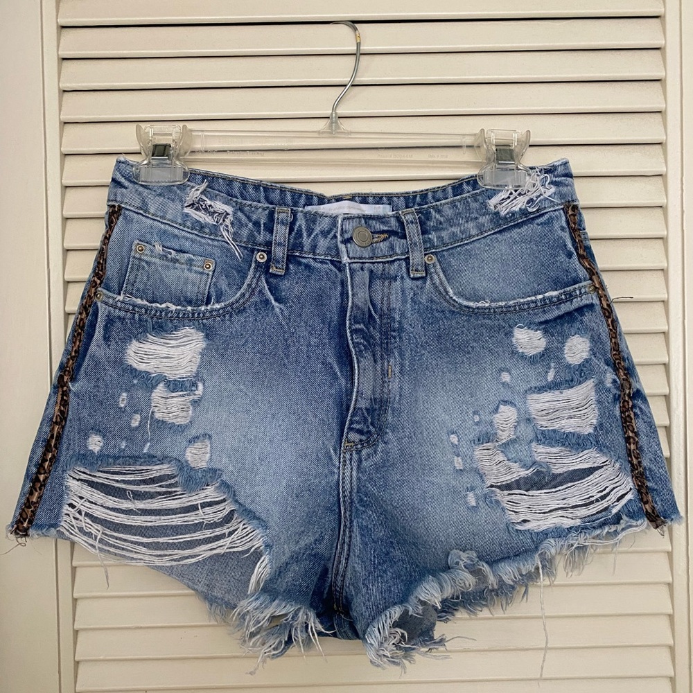 Zara Denim Ripped Jean Shorts
